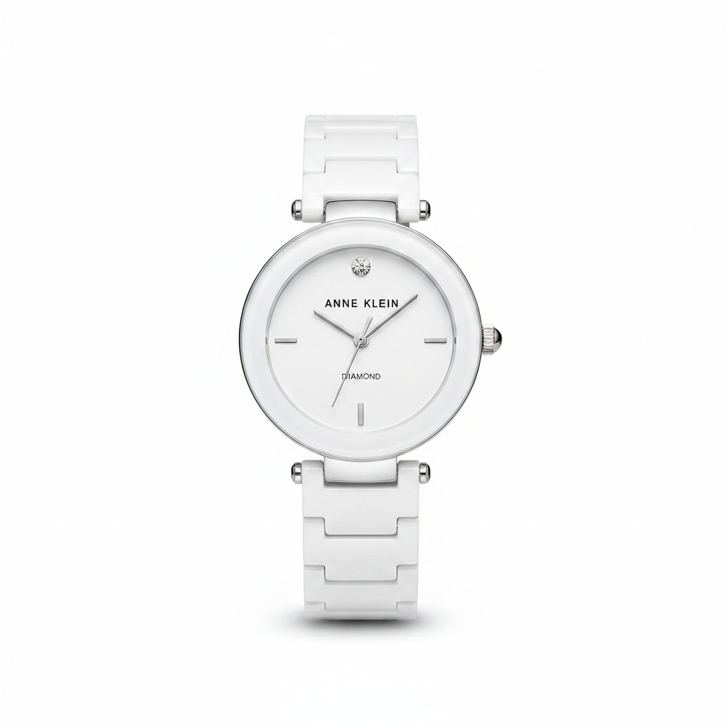 Anne Klein Quartz Watch, Analog Display and Ceramic Strap 1019WTWT