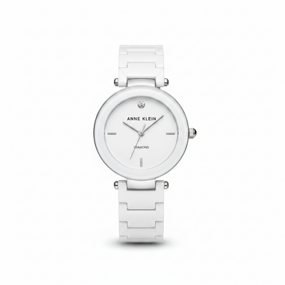 Anne Klein Quartz Watch, Analog Display and Ceramic Strap 1019WTWT