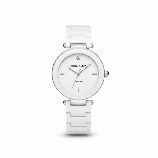 Anne Klein Quartz Watch, Analog Display and Ceramic Strap 1019WTWT