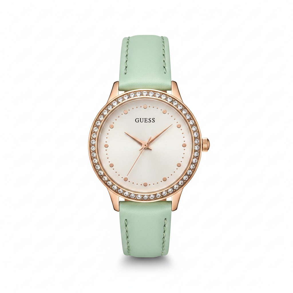 Guess Chelsea Women's W0648L16 White Dial Watch with Green Strap l Authentic
