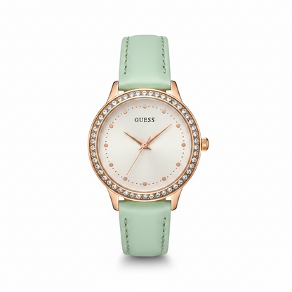 Guess Chelsea Women's W0648L16 White Dial Watch with Green Strap l Authentic