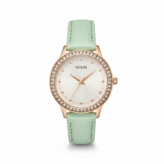 Guess Chelsea Women's W0648L16 White Dial Watch with Green Strap l Authentic