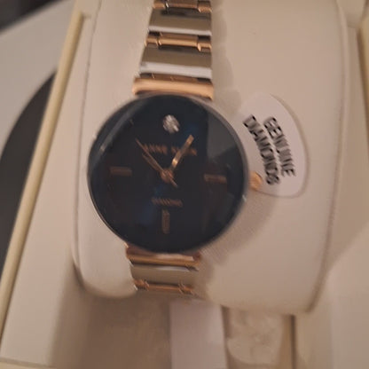 Anne Klein Navy blue Genuine Diamond Bracelet Women's  Watch, 2435NVRT