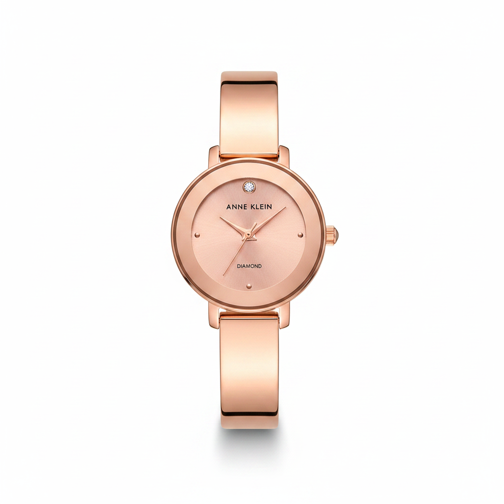Anne Klein Women's Genuine Diamond Dial Bangle Watch l Rose Gold l AK/3566