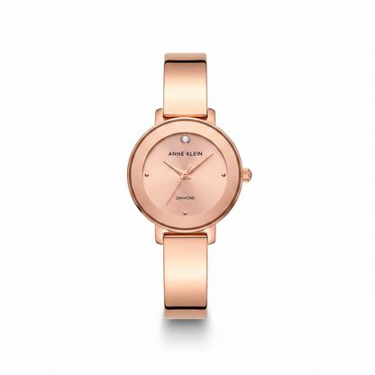 Anne Klein Women's Genuine Diamond Dial Bangle Watch l Rose Gold l AK/3566
