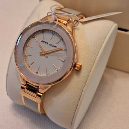 Anne Klein Women's Premium Crystal Accented Resin Bangle Watch