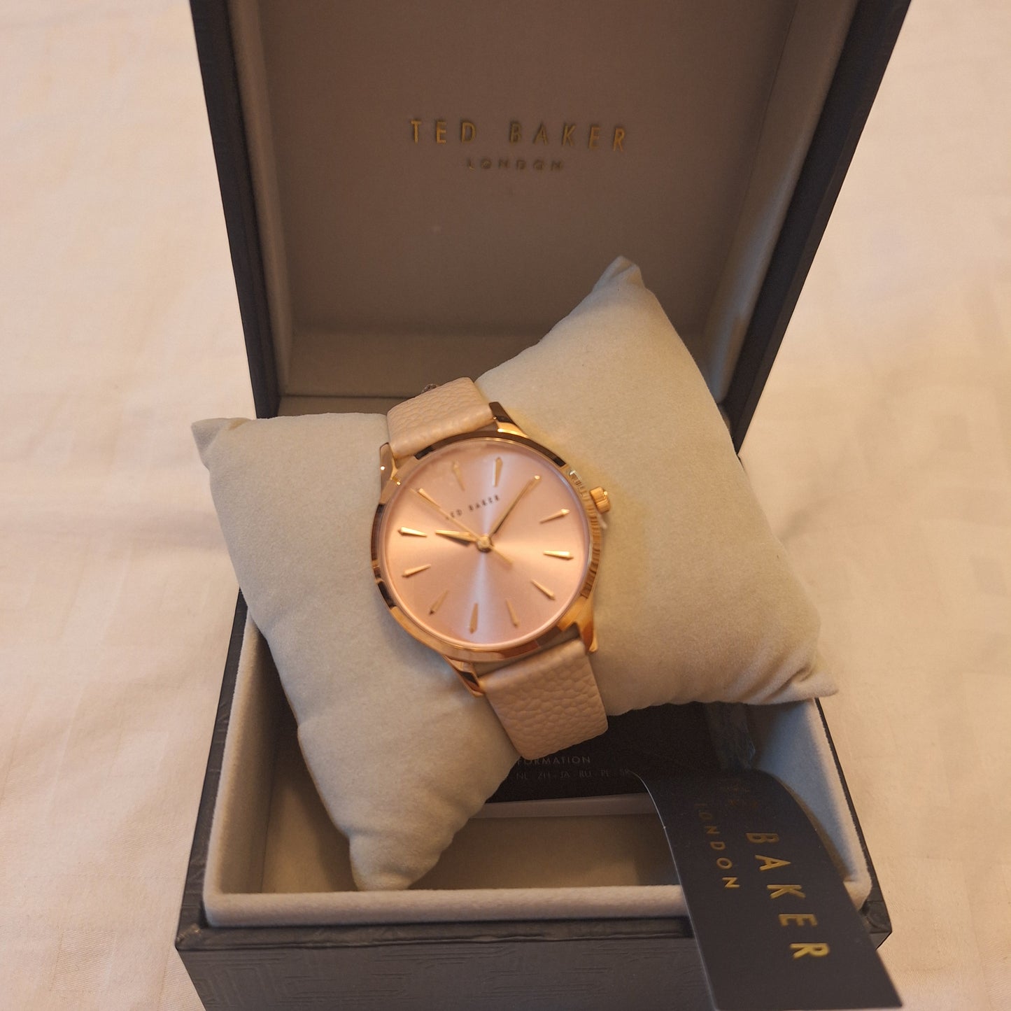 Ted Baker Women's Leather Strap Watch, Rose Gold/Pink