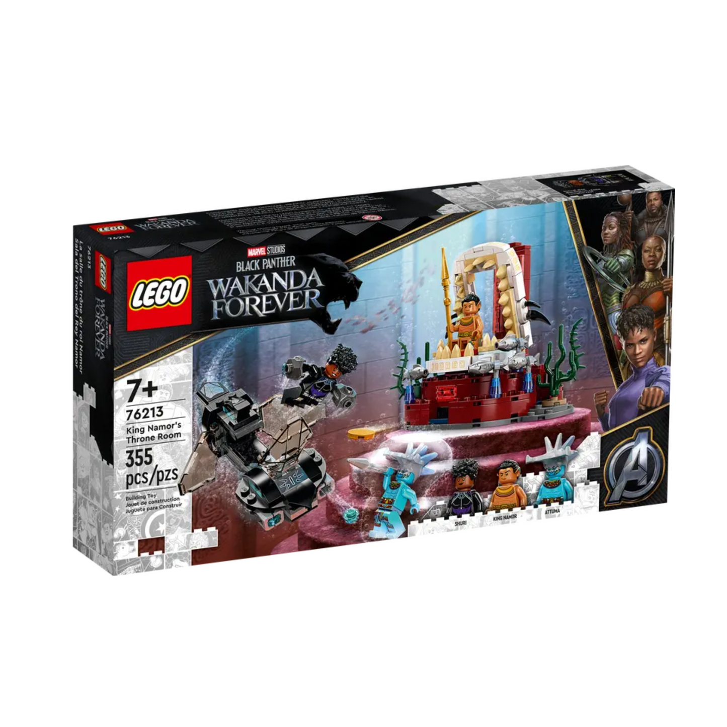 LEGO 76213 Marvel King Namor’s Throne Room, Black Panther Wakanda Forever Set with Submarine