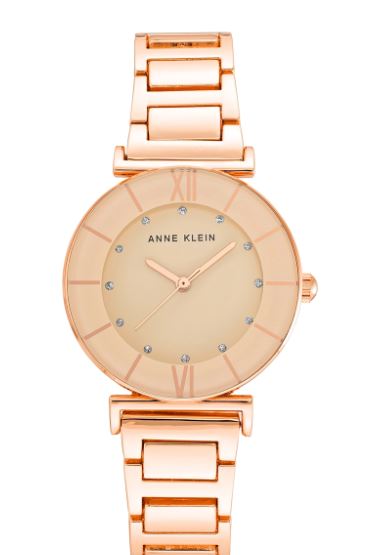 Anne Klein 3782BHRG Japanese Quartz Dress Watch with Metal Strap, Rose Gold, Women's watches,