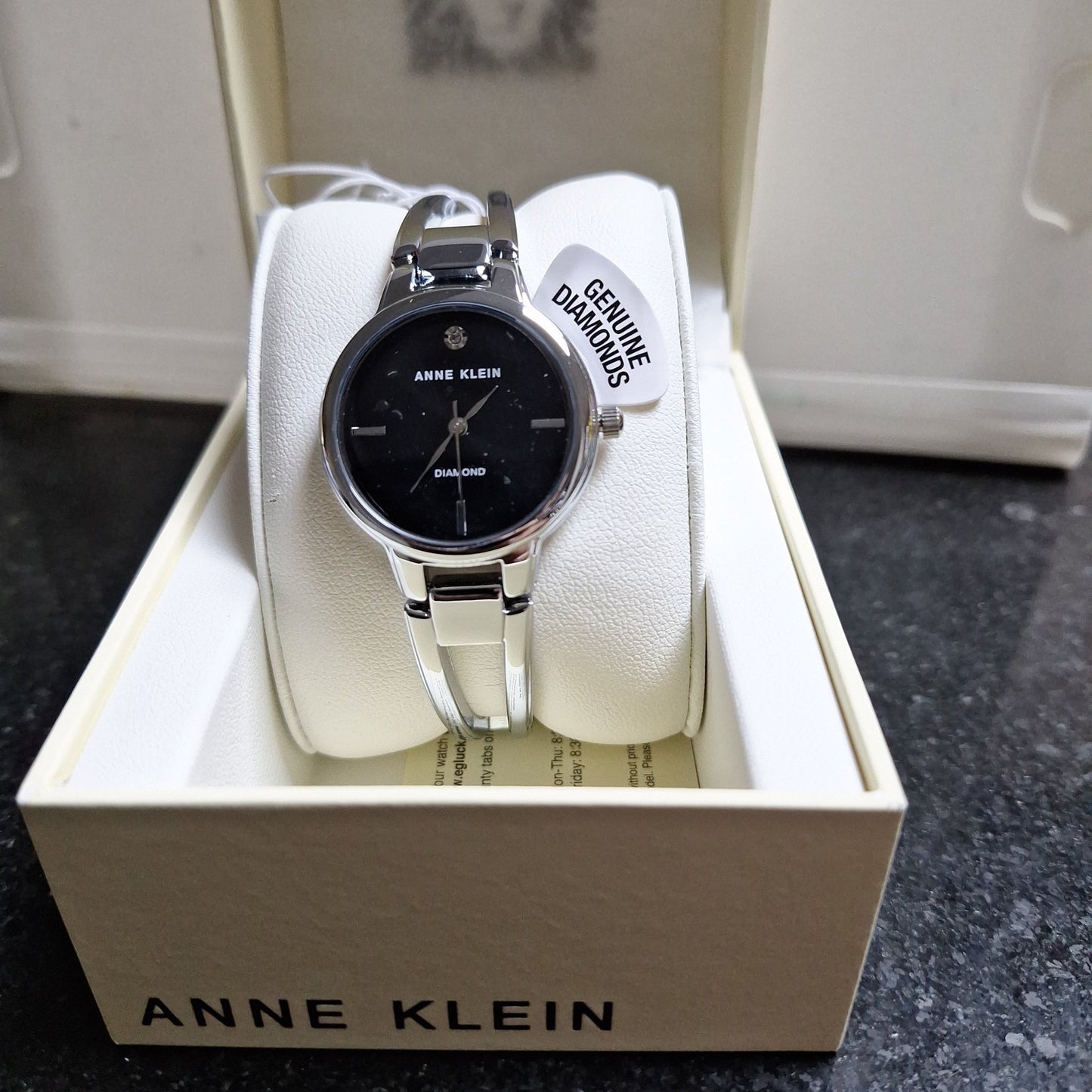 Anne Klein Genuine Diamond Dial Open Bangle Women's Watch - czozo