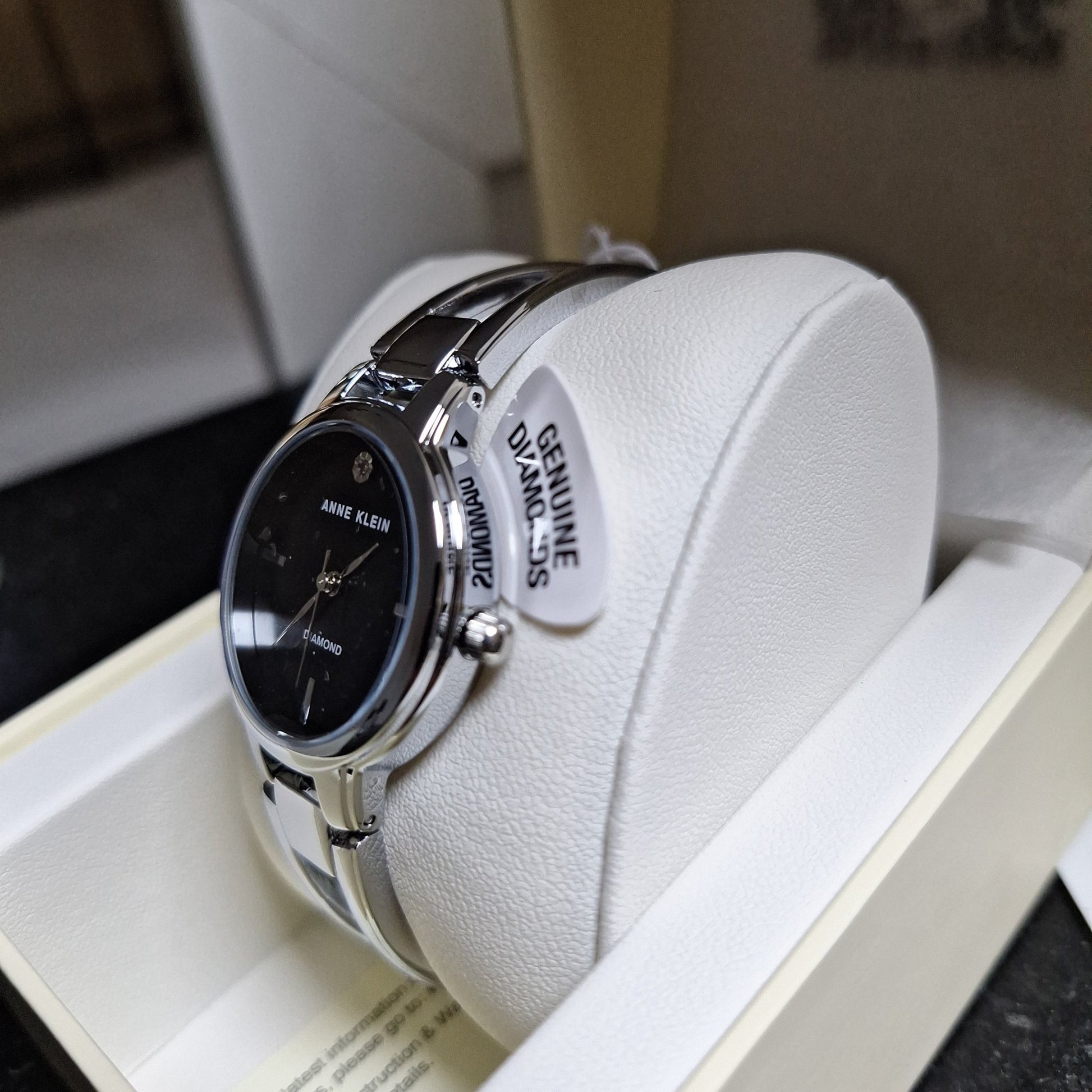 Anne Klein Genuine Diamond Dial Open Bangle Women's Watch - czozo